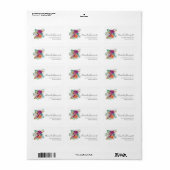 ピンク、オレンジ、ホワイトローズフローラブーケ ラベル (フルシート)