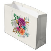 ピンク、オレンジ、ホワイトローズフローラブーケ ラージペーパーバッグ (裏面アングル)