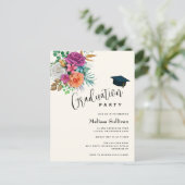 ピンク・オレンジ・ホワイト・ローゼス卒業招待状 ポストカード (スタンド正面)