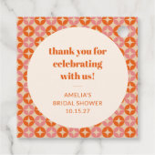 ピンク オレンジ ミッドセンチュリー カスタム ブライダル シャワー サンクス フェイバータグ (裏面)