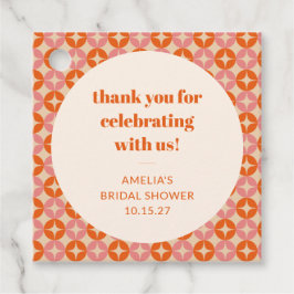 ピンク オレンジ ミッド センチュリー カスタム ブライダル シャワー サンクス フェイバータグ