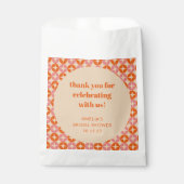 ピンク オレンジ ミッド センチュリー カスタム ブライダル シャワー サンクス フェイバーバッグ (正面)