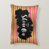 ピンク、オレンジ、メタリックフェイク金ゴールドに輝ストライプく アクセントクッション (裏面(縦))