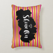 ピンク、オレンジ、メタリックフェイク金ゴールドに輝ストライプく アクセントクッション (正面(垂直))