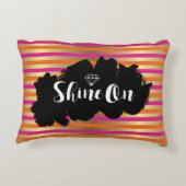 ピンク、オレンジ、メタリックフェイク金ゴールドに輝ストライプく アクセントクッション (裏面)