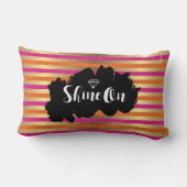 ピンク、オレンジ、メタリックフェイク金ゴールドに輝ストライプく ランバークッション (裏面)