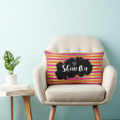 ピンク、オレンジ、メタリックフェイク金ゴールドに輝ストライプく ランバークッション (椅子)