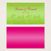 ピンク、オレンジ、ライムグリーンのフローラメッセージカード (正面&裏面)