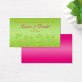 ピンク、オレンジ、ライムグリーンのフローラメッセージカード (デスク)