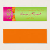 ピンク、オレンジ、ライムグリーンのフローラメッセージカード2 (正面&裏面)