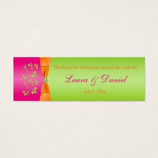 ピンク、オレンジ、ライムグリーンのフローラメッセージカード2 (正面)