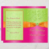 ピンク、オレンジ、ライムフローラ結婚式 プログラム (正面/裏面)