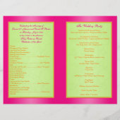 ピンク、オレンジ、ライムフローラ結婚式 プログラム (裏面)