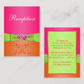 ピンク、オレンジ、ライムフローラ、ハートエンクロージャカード2 エンクロージャーカード (正面/裏面)