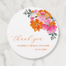 ピンク オレンジ ヴィブラント フローラル ブライダル シャワー サンクス
