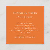 ピンク&オレンジ ヴィブラント 水彩 フラワーデザイナー スクエア名刺 (裏面)