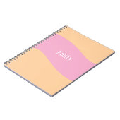 ピンク オレンジ 名前 モノグラム レトロ 太字  ノートブック (左側)