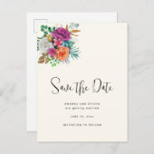 ピンク、オレンジ、白のバラのフローラ保存日 インビテーションポストカード (正面/裏面)