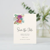 ピンク、オレンジ、白のバラのフローラ保存日 インビテーションポストカード (スタンド正面)