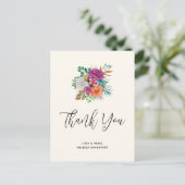 ピンク、オレンジ & 白のバラの花束　ありがとうございます ポストカード (スタンド正面)