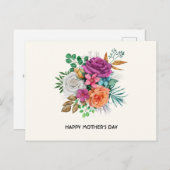 ピンク、オレンジ、白のバラ花束母の日 シーズンポストカード (正面/裏面)