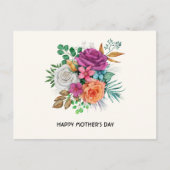 ピンク、オレンジ、白のバラ花束母の日 シーズンポストカード (正面)