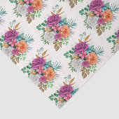 ピンク、オレンジ、白のバラ花柄 薄葉紙 (詳細)