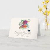 ピンク、オレンジ & 白のバラ 卒業 カード (黄色い花)