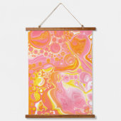 ピンク、オレンジ、白の大理石の流体アート 吊り下げ型タペストリー (正面2)
