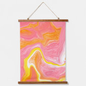 ピンク、オレンジ、白の大理石の流体アート 吊り下げ型タペストリー (正面3)
