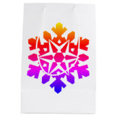 ピンク、オレンジ、紫、青のスノーフレーク ミディアムペーパーバッグ (裏面)