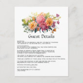 ピンク、オレンジ & 緑の花の結婚式ゲスト詳細 エンクロージャーカード (正面)