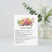 ピンク、オレンジ & 緑の花の結婚式ゲスト詳細 エンクロージャーカード (スタンド正面)