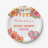 ピンク オレンジ 花柄 カラフル フィエスタ ブライダル シャワー ペーパープレート (正面)