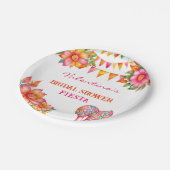 ピンク オレンジ 花柄 カラフル フィエスタ ブライダル シャワー ペーパープレート (アングル)