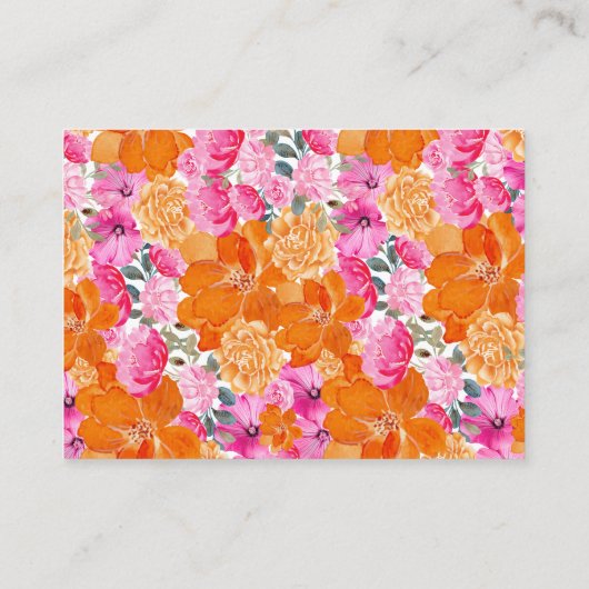 ピンク オレンジ 花柄 レシピをシェアする ブライダルシャワー エンクロージャーカード (裏面)