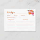 ピンク オレンジ 花柄 レシピをシェアする ブライダルシャワー エンクロージャーカード (正面)