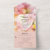 ピンク オレンジ 花 モダン エレガント ロマンチック ウェディング 招待状 (内側)