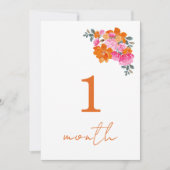 ピンク オレンジ 花 赤ちゃん 月間 マイルストーン カード (正面)