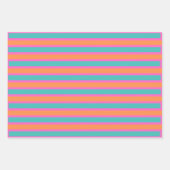 ピンク、オレンジ、青の各ストライプ幾何学的 ラッピングペーパーシート (正面3)