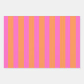 ピンク、オレンジ、青の各ストライプ幾何学的 ラッピングペーパーシート (正面2)