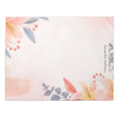 ピンク オレンジ 青 コーラル 花柄  デスクから ノートパッド (正面)