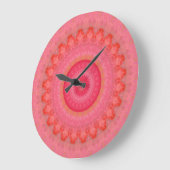 ピンク、オレンジ、黄曼荼羅 ラージ壁時計 (傾斜)