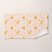 ピンク、オレンジ、黄色のスターバストミッドセンチュリーパターン バスタオルセット (ハンドタオル)