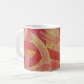 ピンク、オレンジ、黄色のスワイプ水色マグカップ コーヒーマグカップ (正面左)