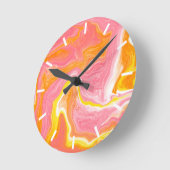 ピンク、オレンジ、黄色の大理石アート ラウンド壁時計 (傾斜)