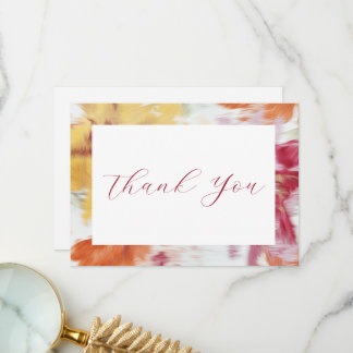 ピンク、オレンジ、黄色の抽象芸術フローラノートカード サンキューカード