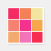 ピンク、オレンジ、黄色の正方形 スタンダードカクテルナプキン (正面)