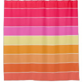 ピンク、オレンジ、黄色の水カラーのストライプ シャワーカーテン (正面)