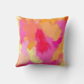ピンク、オレンジ、黄色の水彩枕 クッション (裏面)